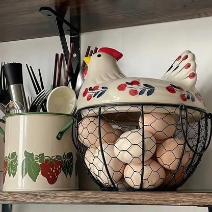 Gallinita porta huevo de cerámica