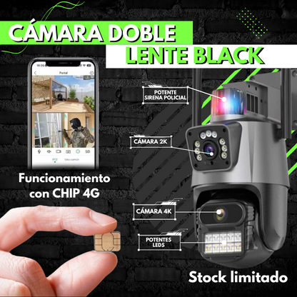 NUEVA CÁMARA DOBLE LENTE BLACK - Sirena Policial y Chip 4G